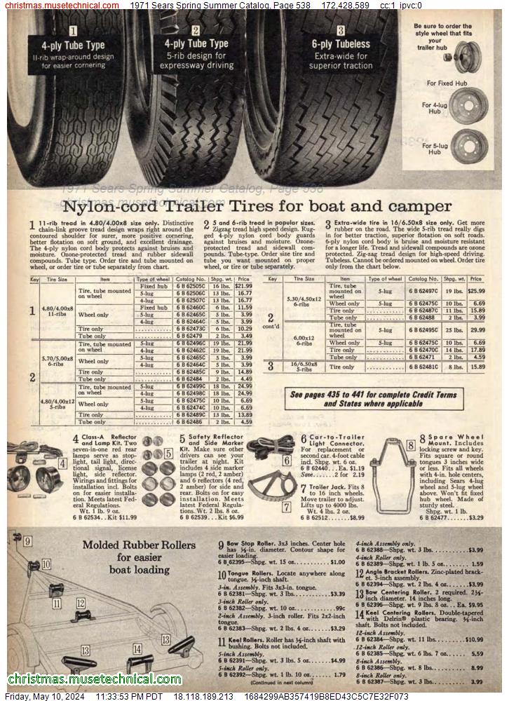 1971 Sears Spring Summer Catalog, Page 538