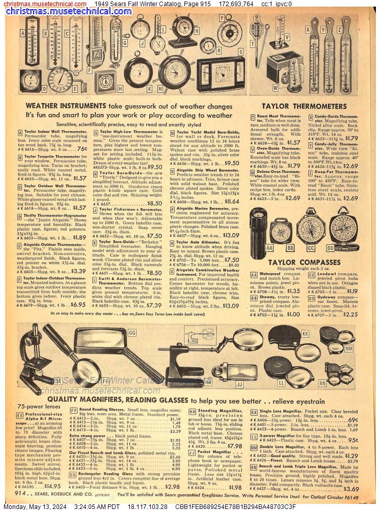 1949 Sears Fall Winter Catalog, Page 915