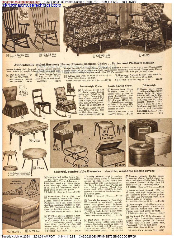 1958 Sears Fall Winter Catalog, Page 712