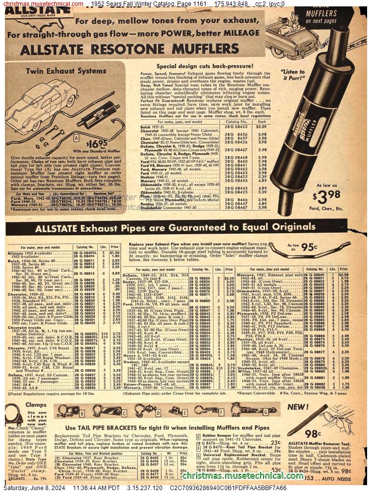 1952 Sears Fall Winter Catalog, Page 1161