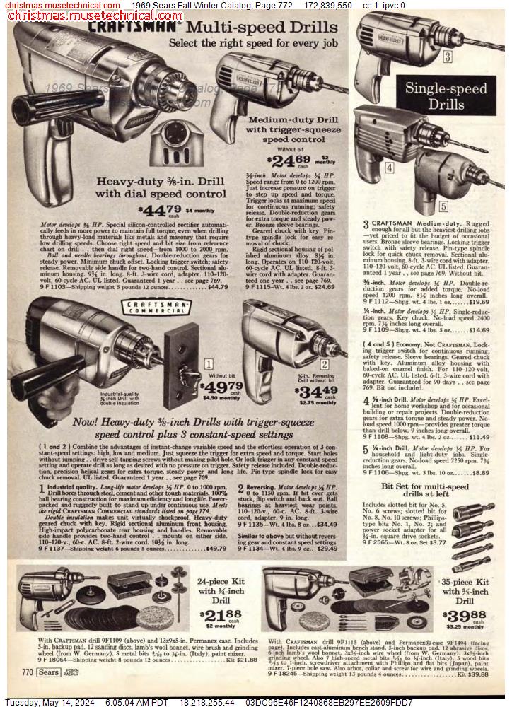 1969 Sears Fall Winter Catalog, Page 772