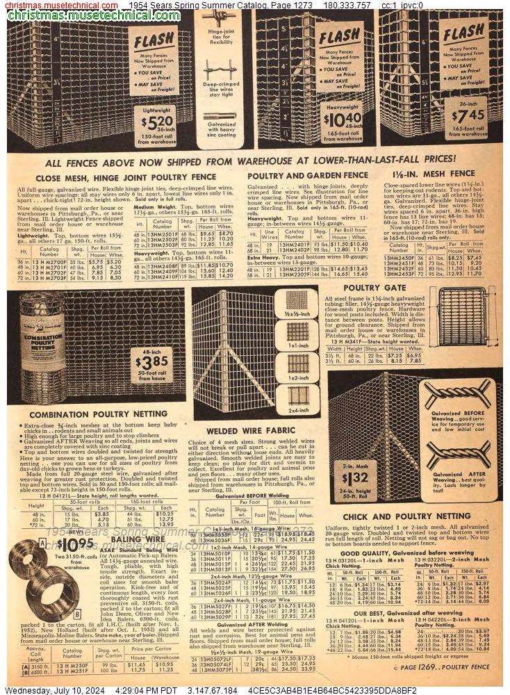 1954 Sears Spring Summer Catalog, Page 1273