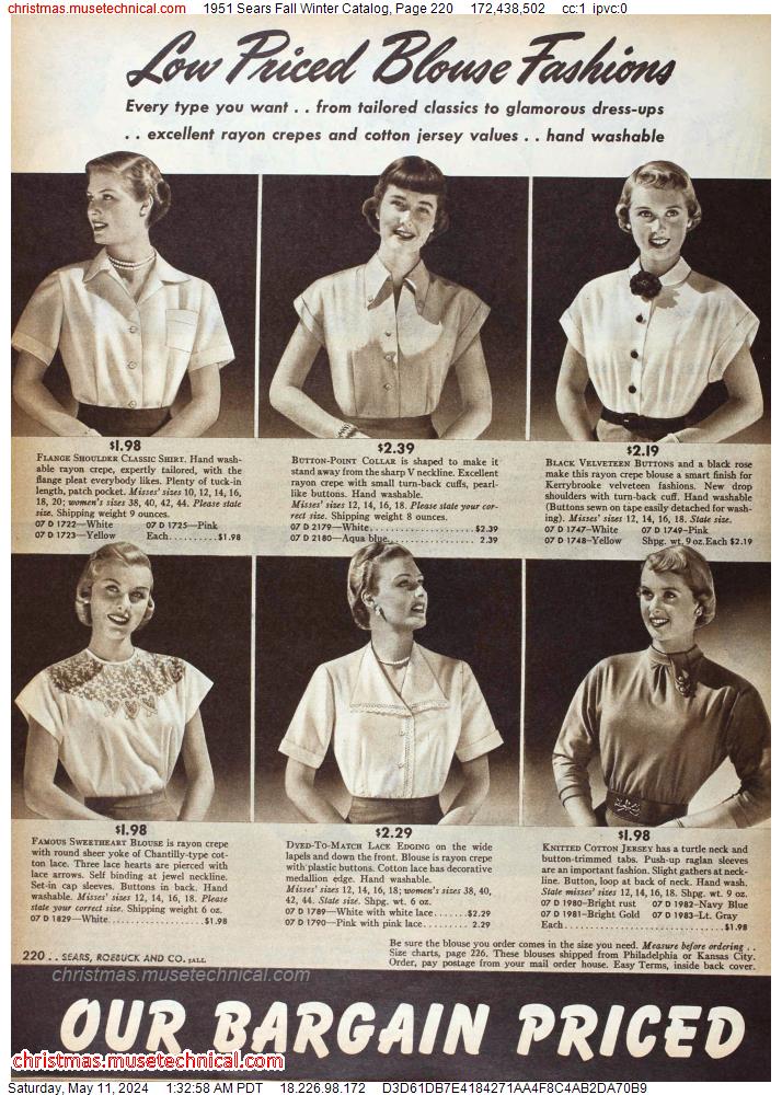 1951 Sears Fall Winter Catalog, Page 220