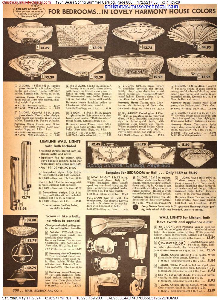1954 Sears Spring Summer Catalog, Page 806