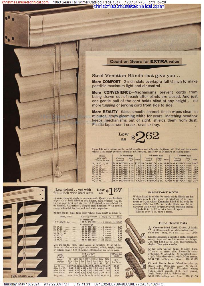 1963 Sears Fall Winter Catalog, Page 1517