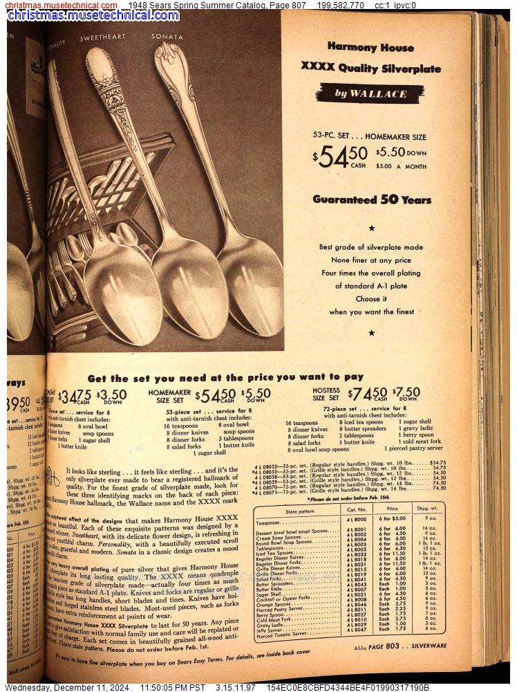 1948 Sears Spring Summer Catalog, Page 807