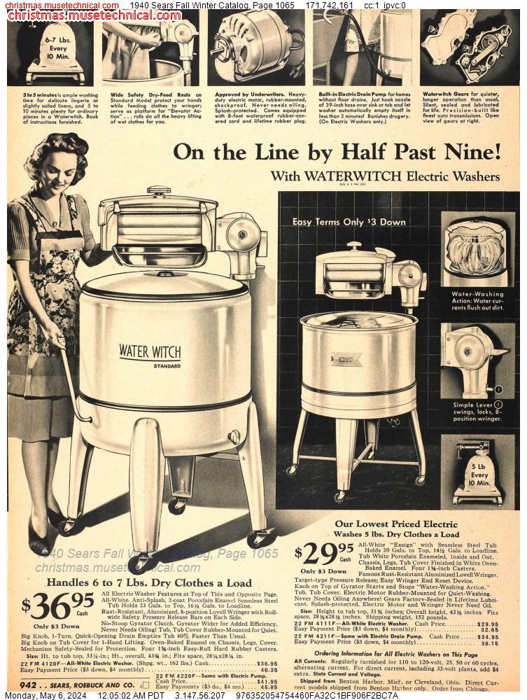1940 Sears Fall Winter Catalog, Page 1065