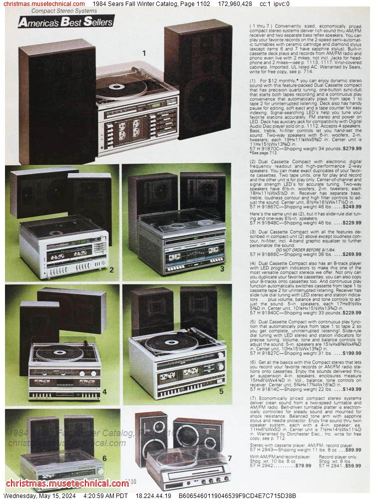 1984 Sears Fall Winter Catalog, Page 1102