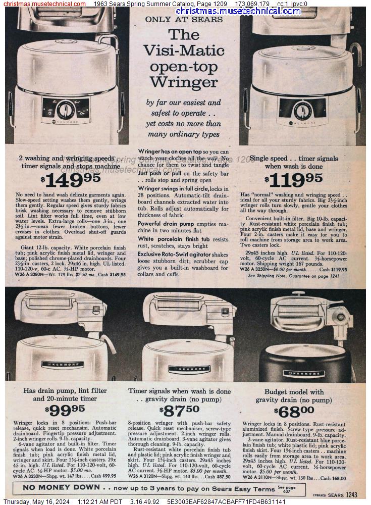 1963 Sears Spring Summer Catalog, Page 1209