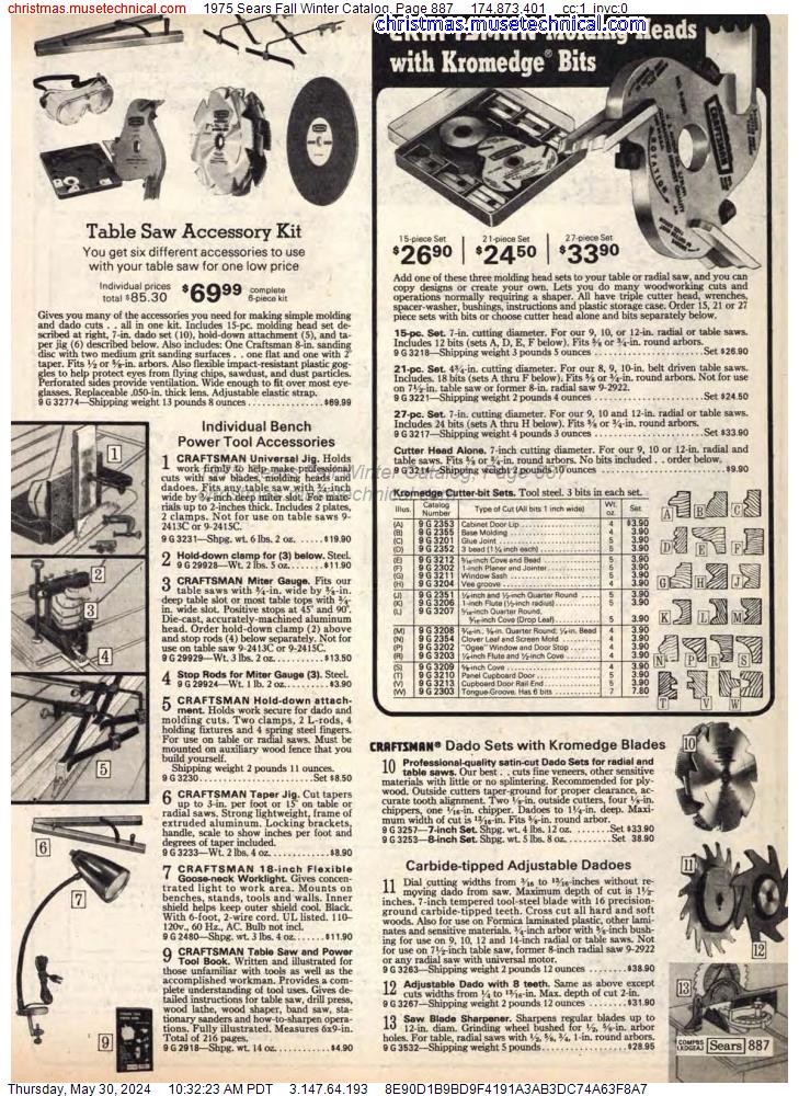 1975 Sears Fall Winter Catalog, Page 887
