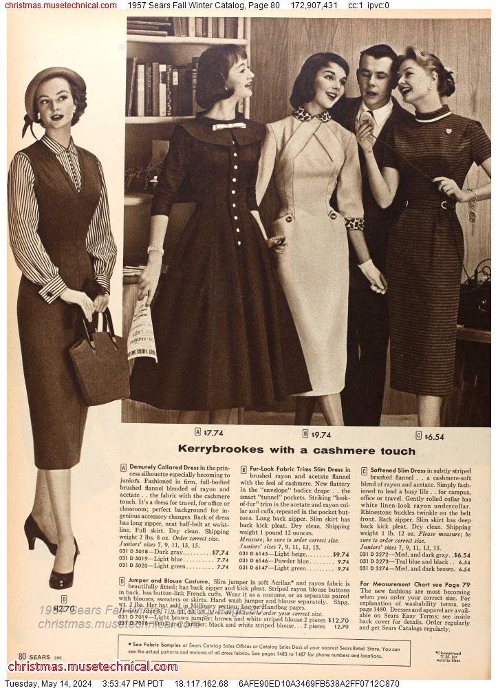 1957 Sears Fall Winter Catalog, Page 80