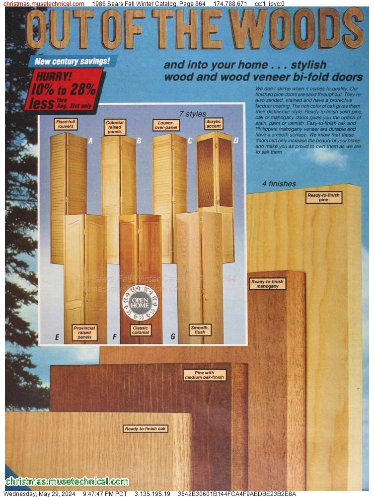1986 Sears Fall Winter Catalog, Page 864