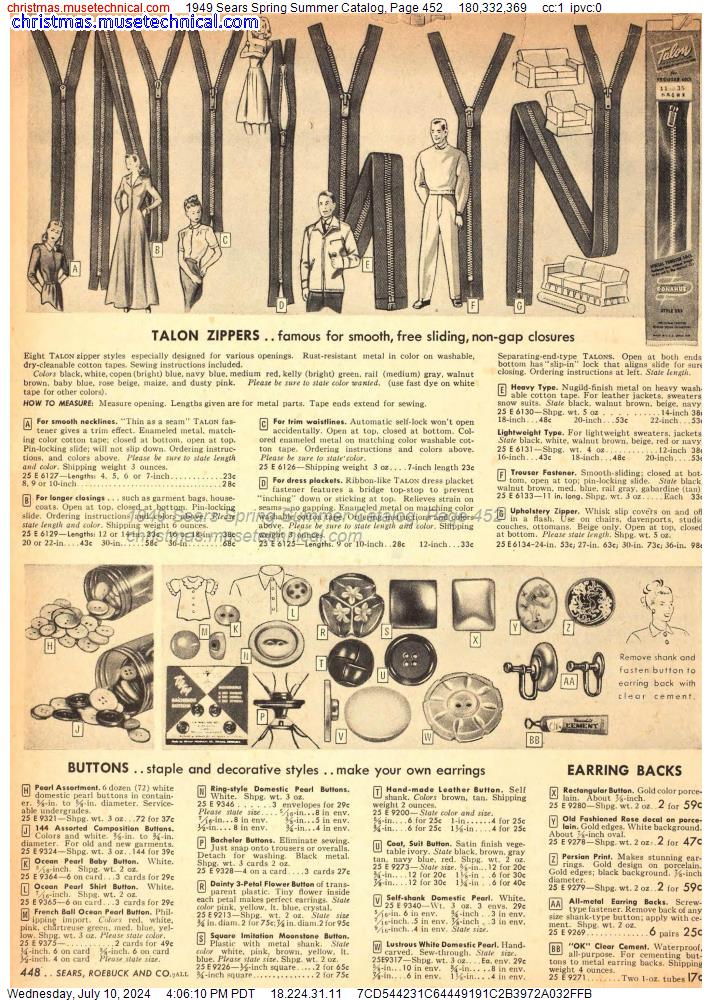 1949 Sears Spring Summer Catalog, Page 452