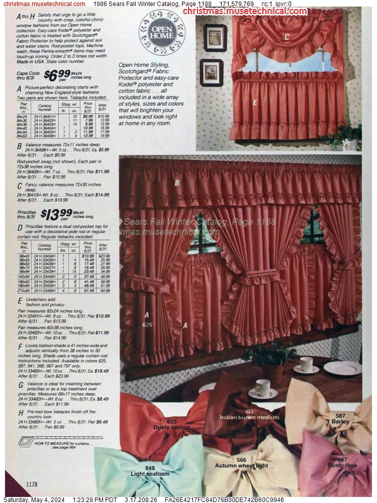 1986 Sears Fall Winter Catalog, Page 1188