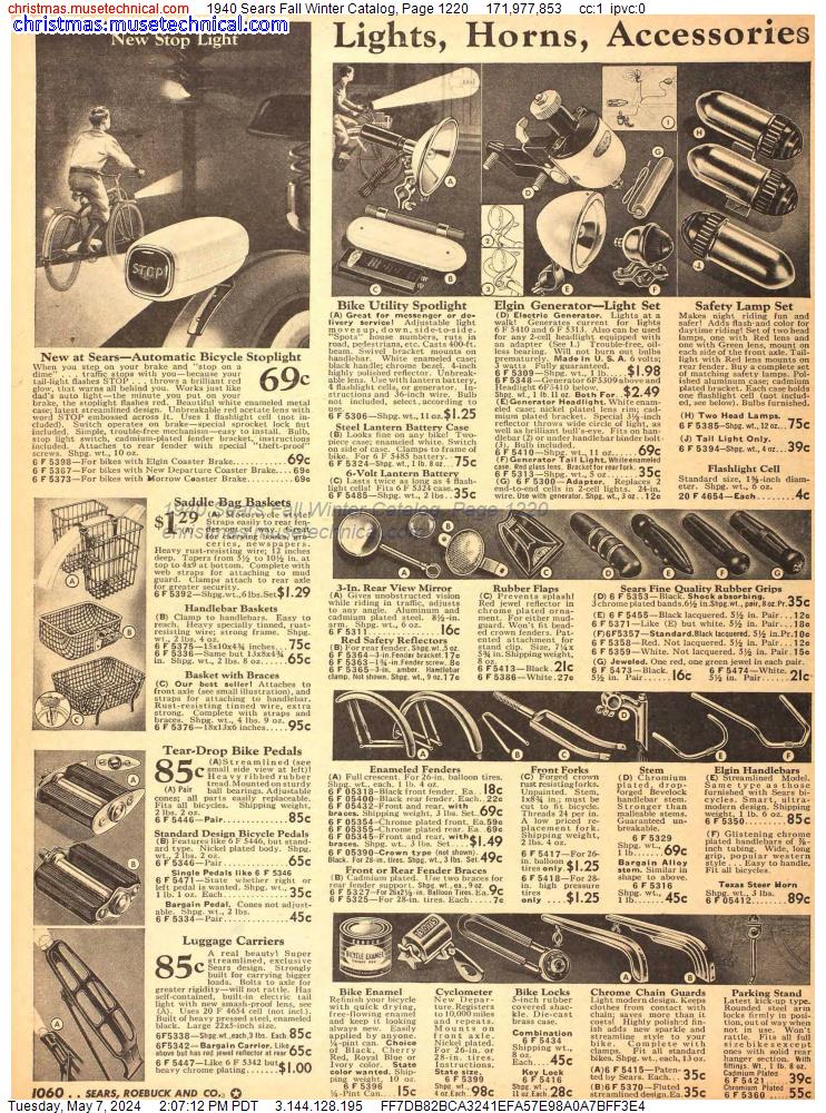 1940 Sears Fall Winter Catalog, Page 1220