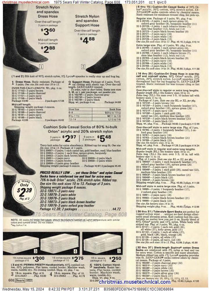 1975 Sears Fall Winter Catalog, Page 608