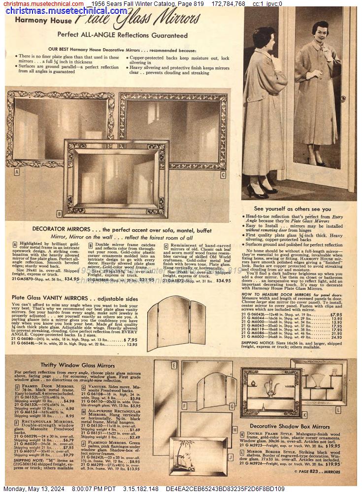 1956 Sears Fall Winter Catalog, Page 819