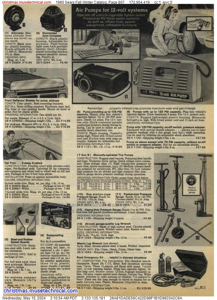 1980 Sears Fall Winter Catalog, Page 807