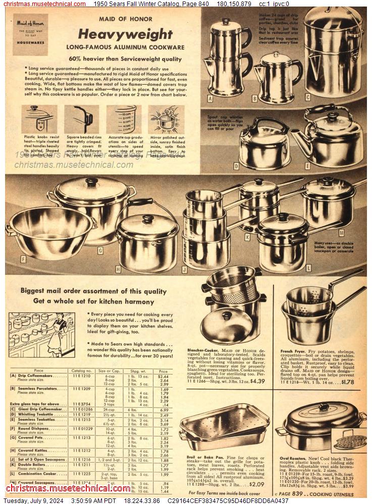 1950 Sears Fall Winter Catalog, Page 840