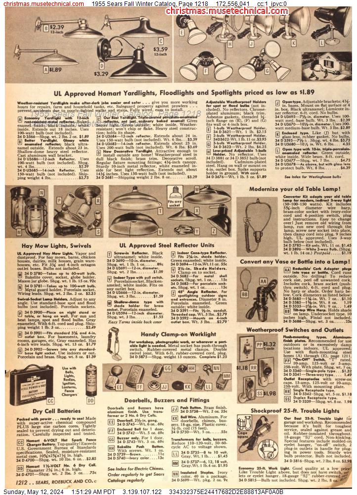 1955 Sears Fall Winter Catalog, Page 1218