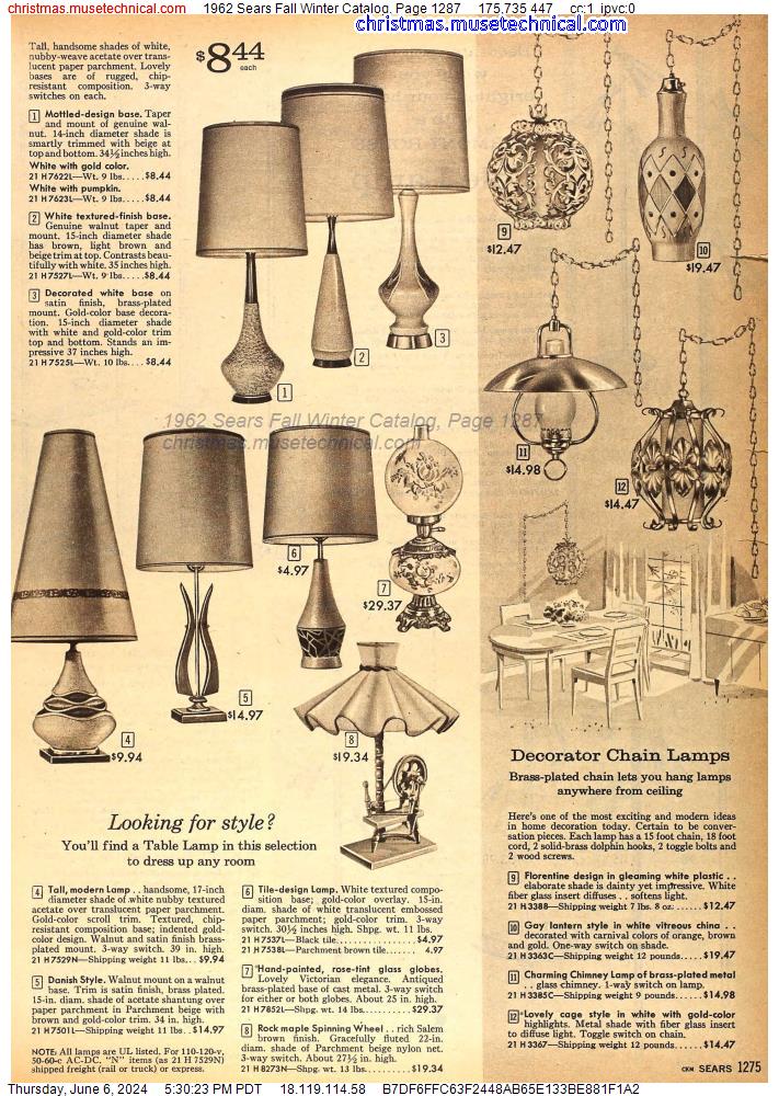 1962 Sears Fall Winter Catalog, Page 1287
