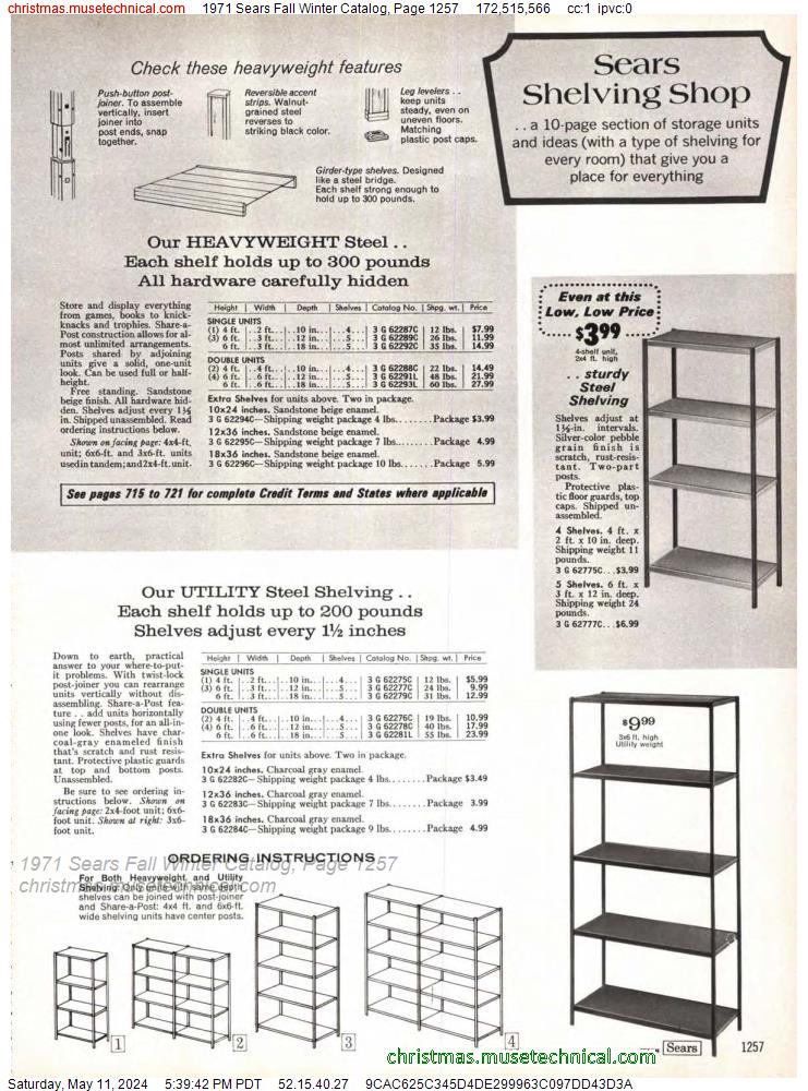 1971 Sears Fall Winter Catalog, Page 1257