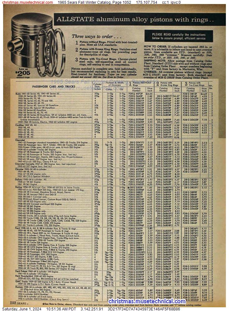 1965 Sears Fall Winter Catalog, Page 1052