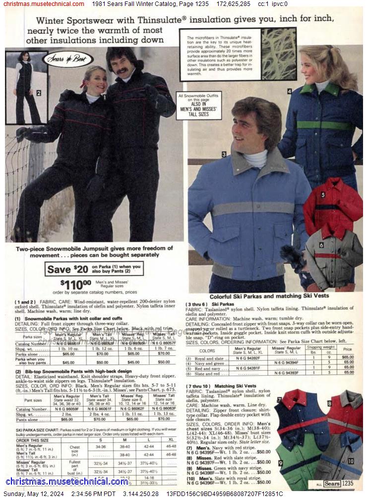 1981 Sears Fall Winter Catalog, Page 1235