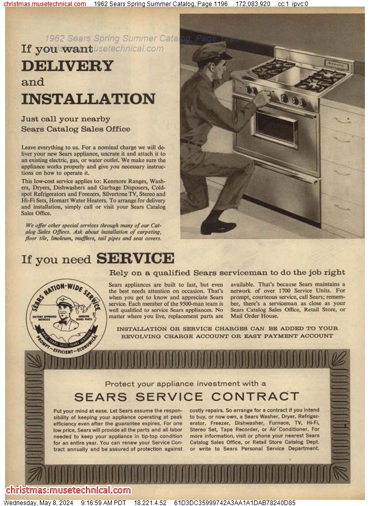1962 Sears Spring Summer Catalog, Page 1196