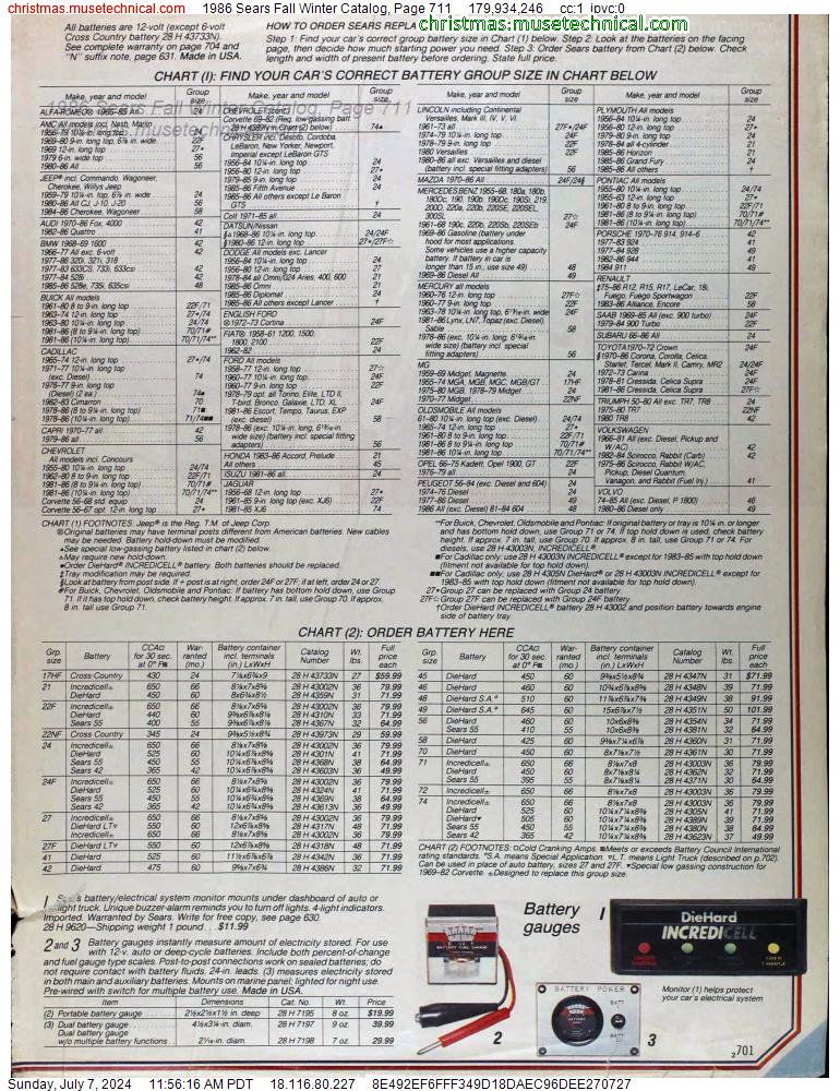1986 Sears Fall Winter Catalog, Page 711