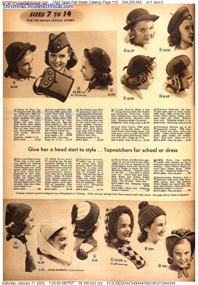 1947 Sears Fall Winter Catalog, Page 110