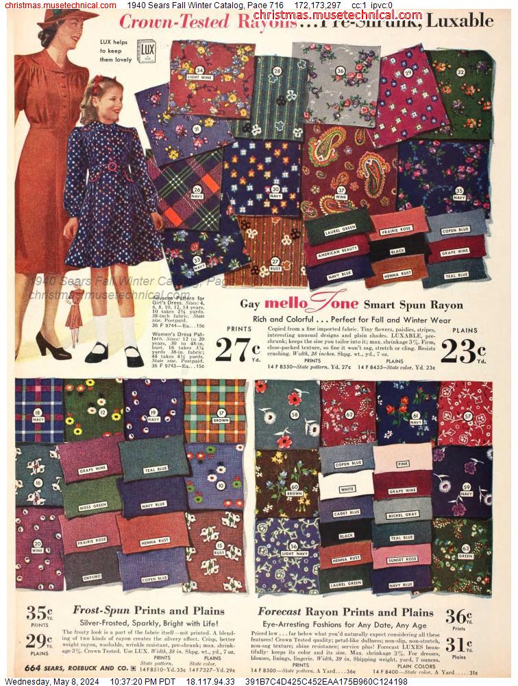 1940 Sears Fall Winter Catalog, Page 716