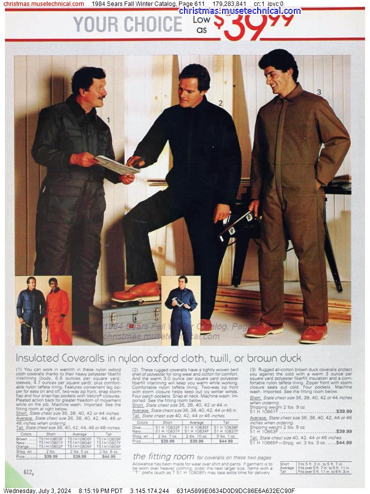 1984 Sears Fall Winter Catalog, Page 611