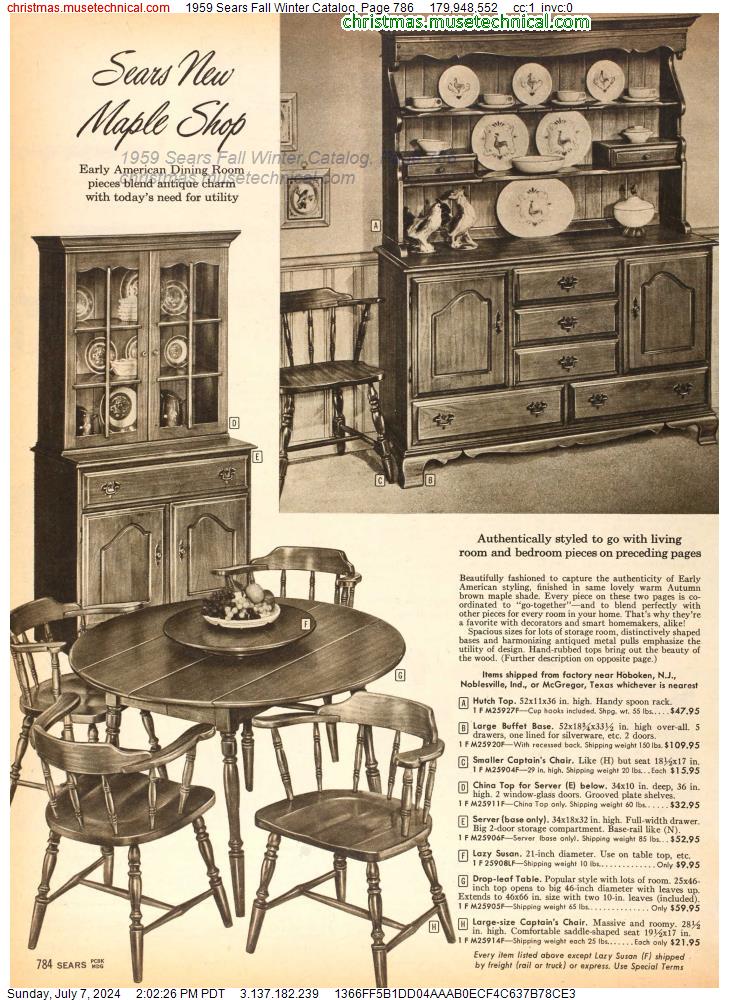 1959 Sears Fall Winter Catalog, Page 786