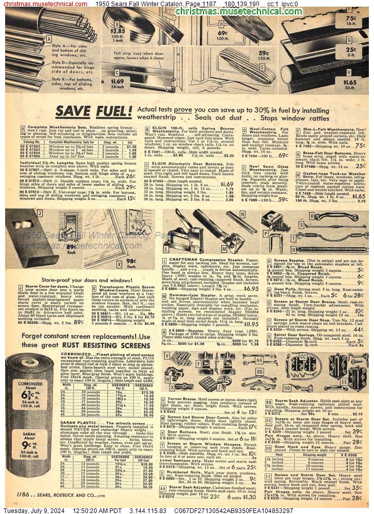 1950 Sears Fall Winter Catalog, Page 1187