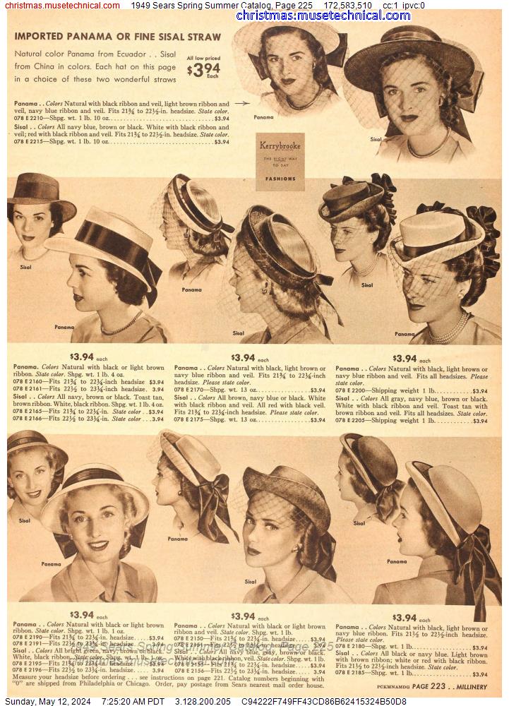 1949 Sears Spring Summer Catalog, Page 225