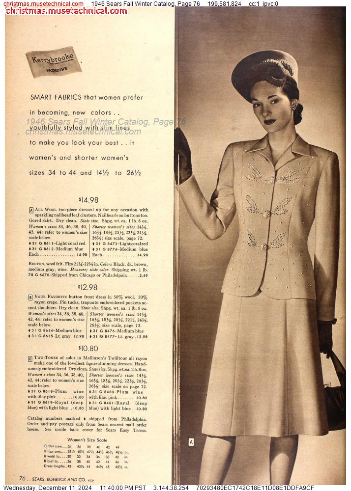 1946 Sears Fall Winter Catalog, Page 76