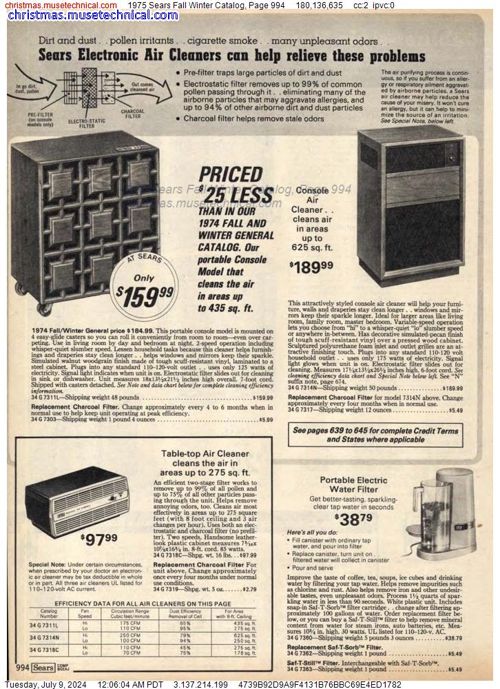 1975 Sears Fall Winter Catalog, Page 994