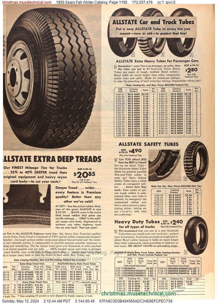 1955 Sears Fall Winter Catalog, Page 1195