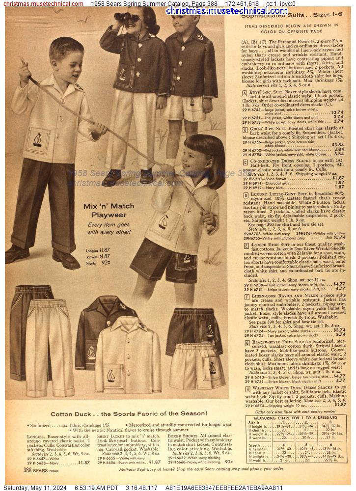 1958 Sears Spring Summer Catalog, Page 388