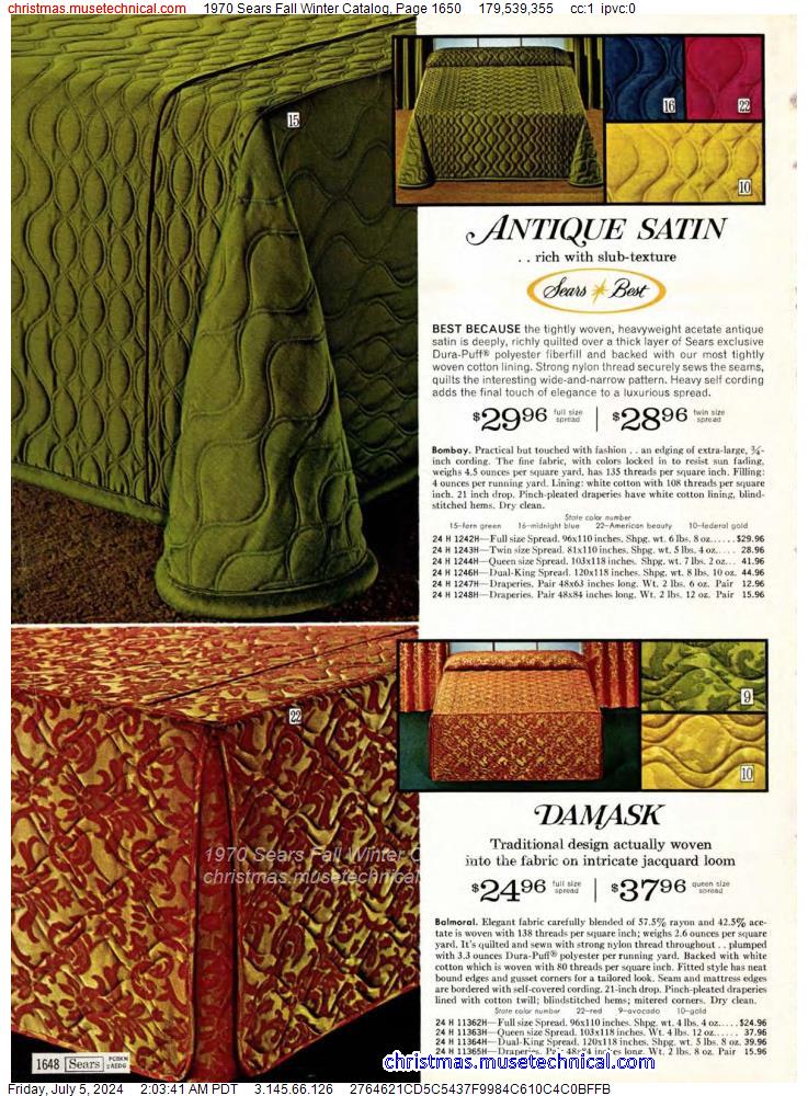 1970 Sears Fall Winter Catalog, Page 1650