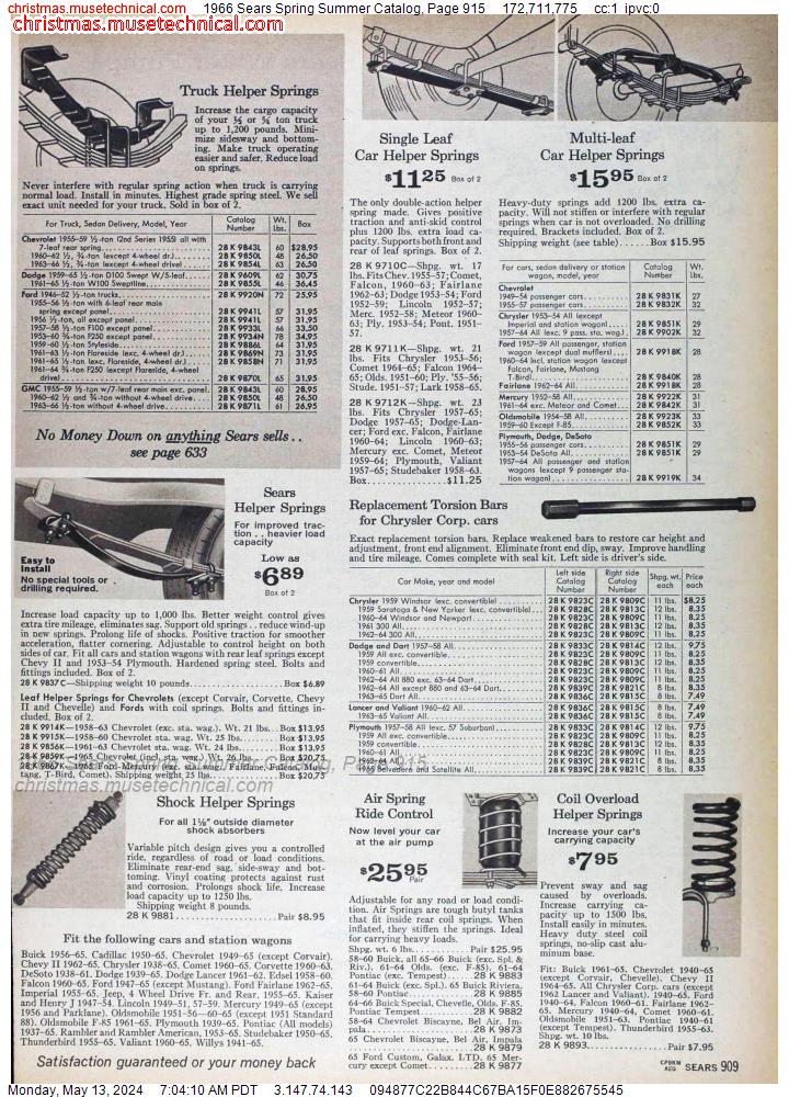 1966 Sears Spring Summer Catalog, Page 915