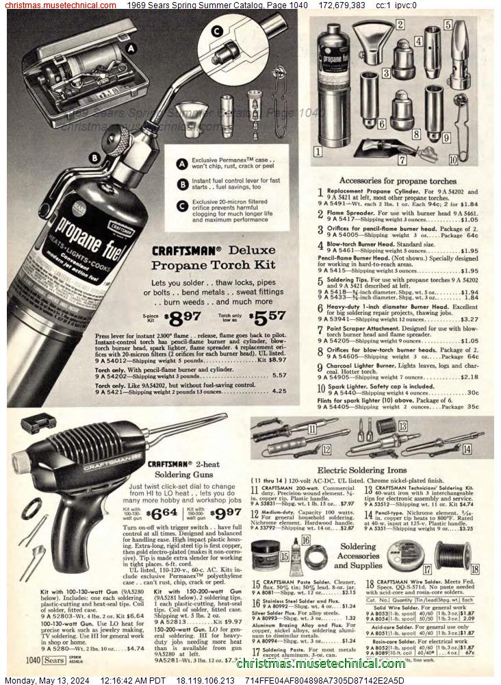 1969 Sears Spring Summer Catalog, Page 1040