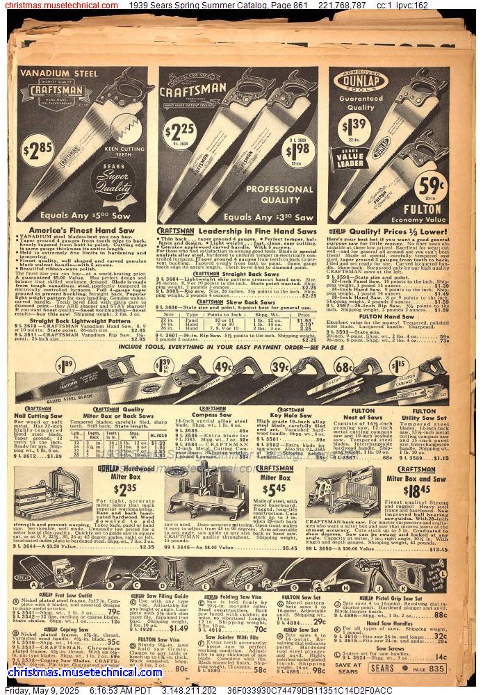 1939 Sears Spring Summer Catalog, Page 861