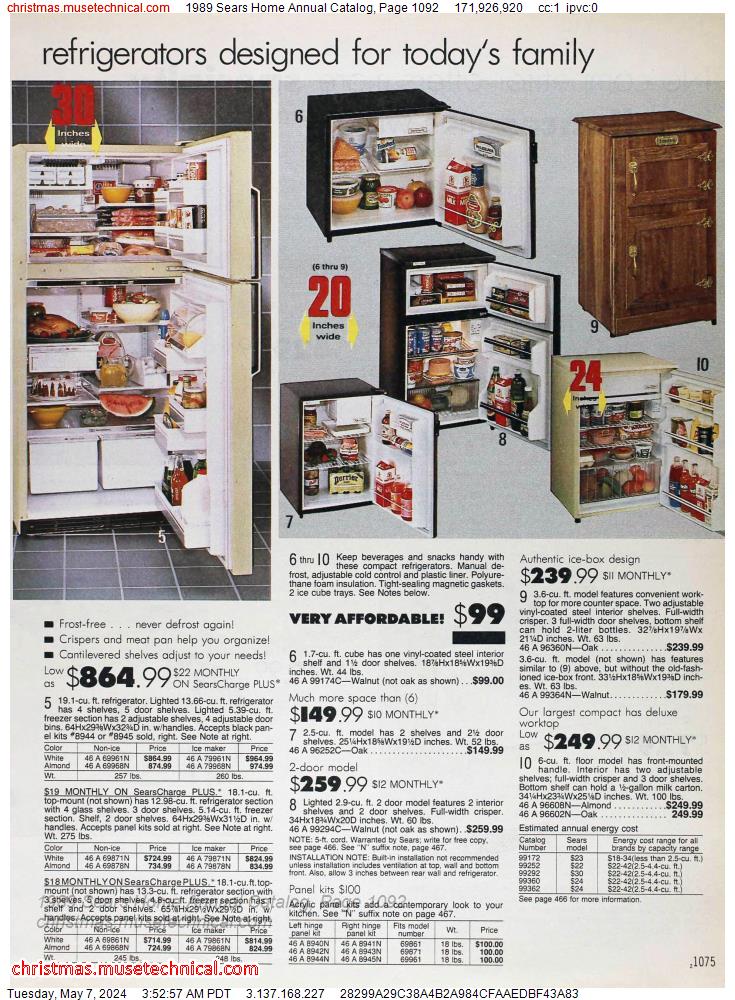 1989 Sears Home Annual Catalog, Page 1092