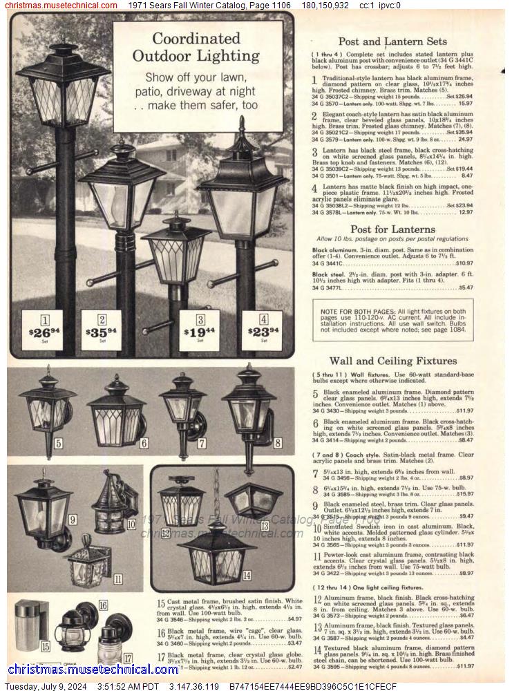 1971 Sears Fall Winter Catalog, Page 1106