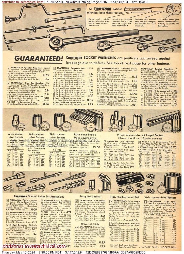 1950 Sears Fall Winter Catalog, Page 1216