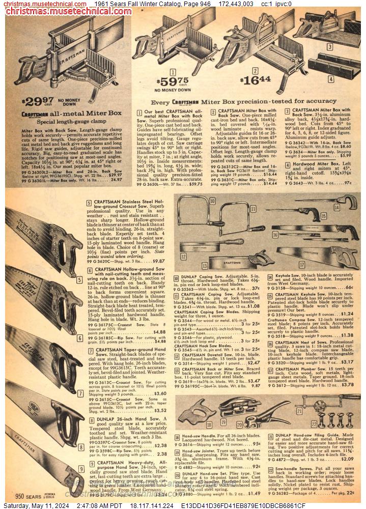 1961 Sears Fall Winter Catalog, Page 946
