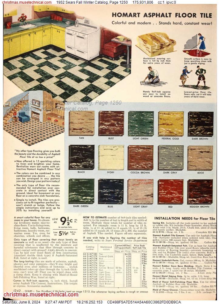 1952 Sears Fall Winter Catalog, Page 1250