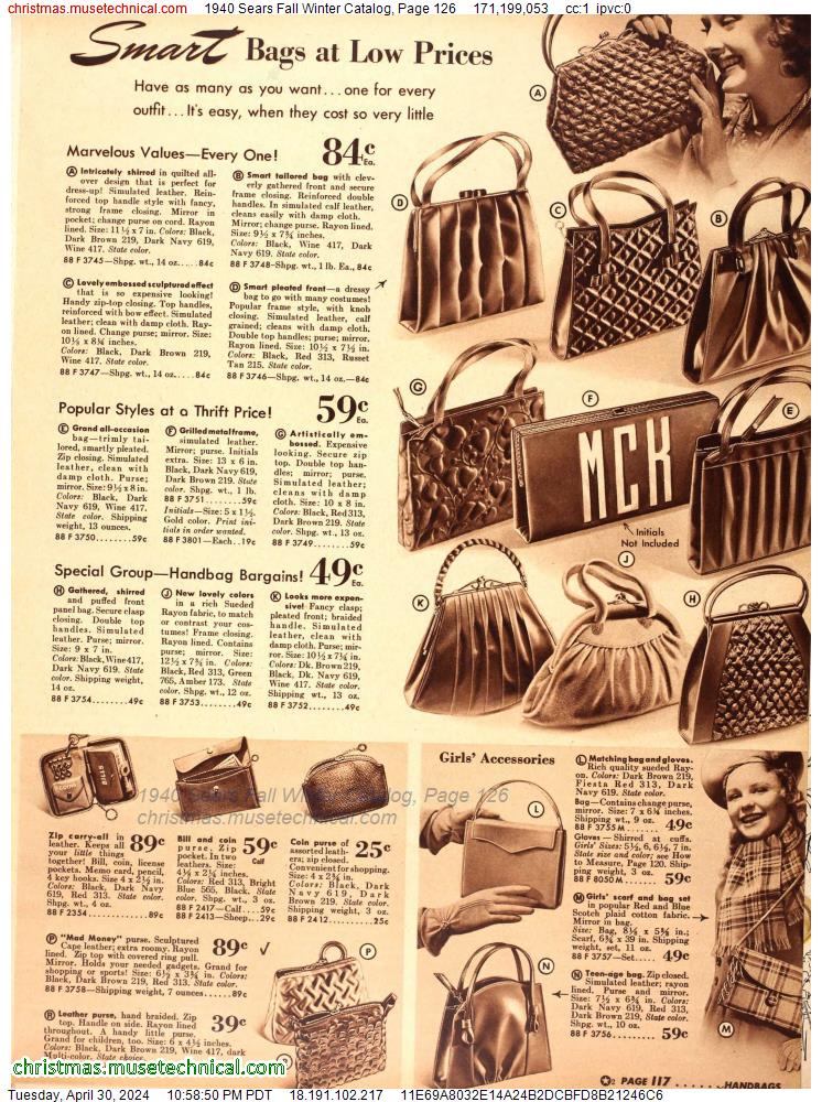 1940 Sears Fall Winter Catalog, Page 126